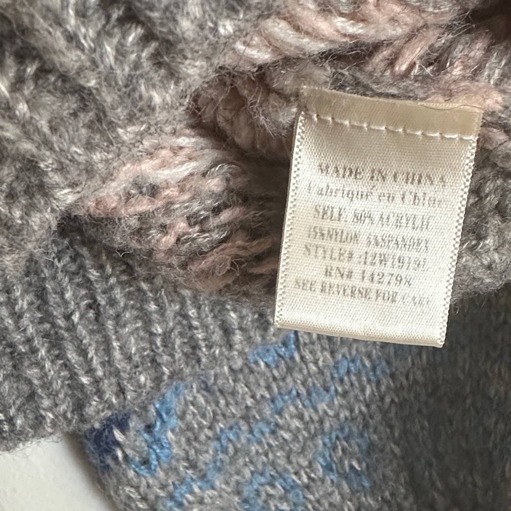 Nordic Gray and Blue Fair Isle Patterned Cardigan - Picture 4 of 6